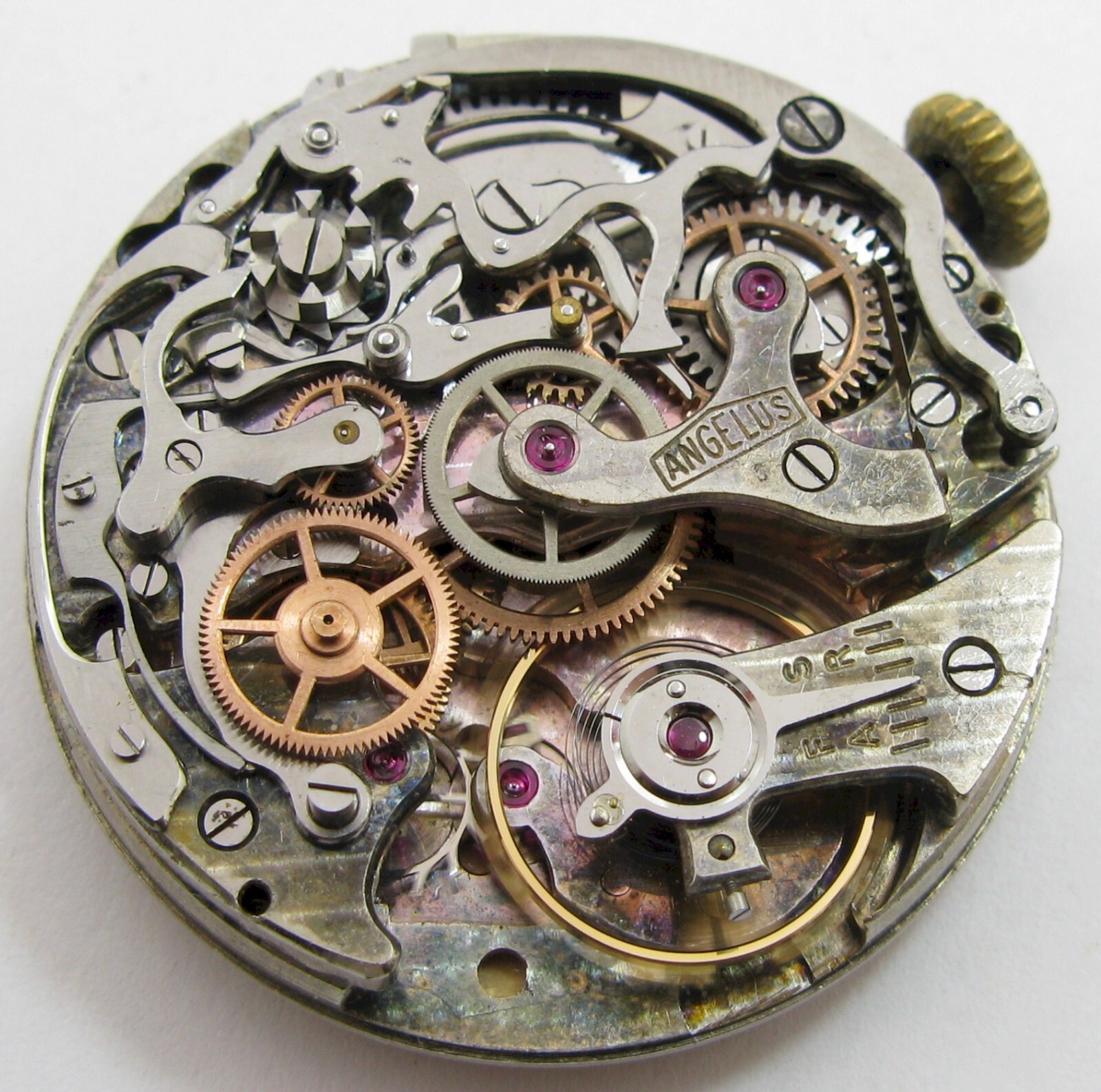 Angelus chronograph 215 watch 17 j. movement in working order for project parts