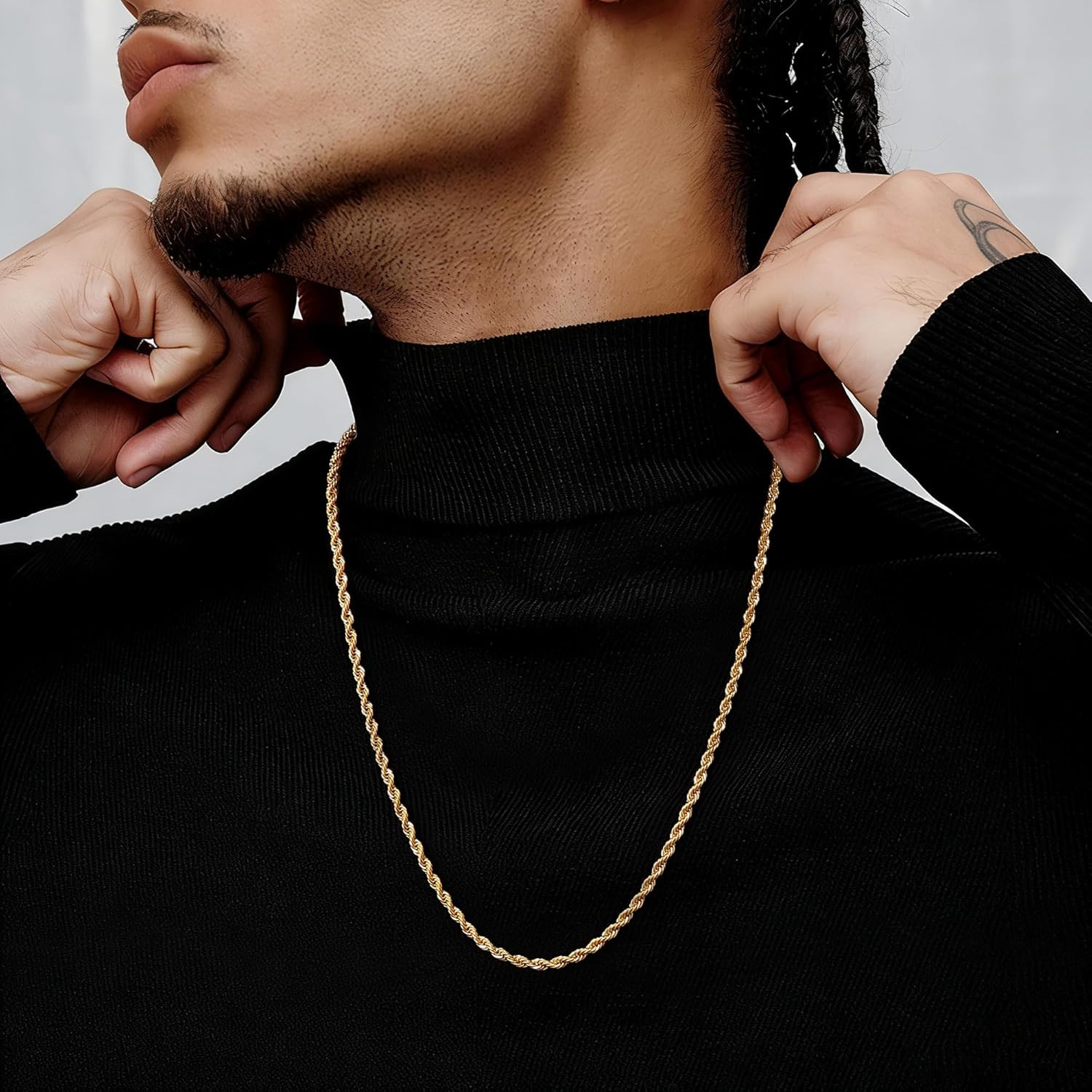 Gifts for Father’S Day 24K Gold Plated Rope Chain 1.5Mm 2.5Mm 5Mm Stainless Stee