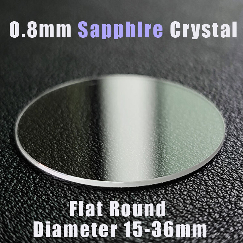 0.8mm Flat Round Sapphire Glass Mechanical Watch Crystal Mirror Lens 15 to 36mm