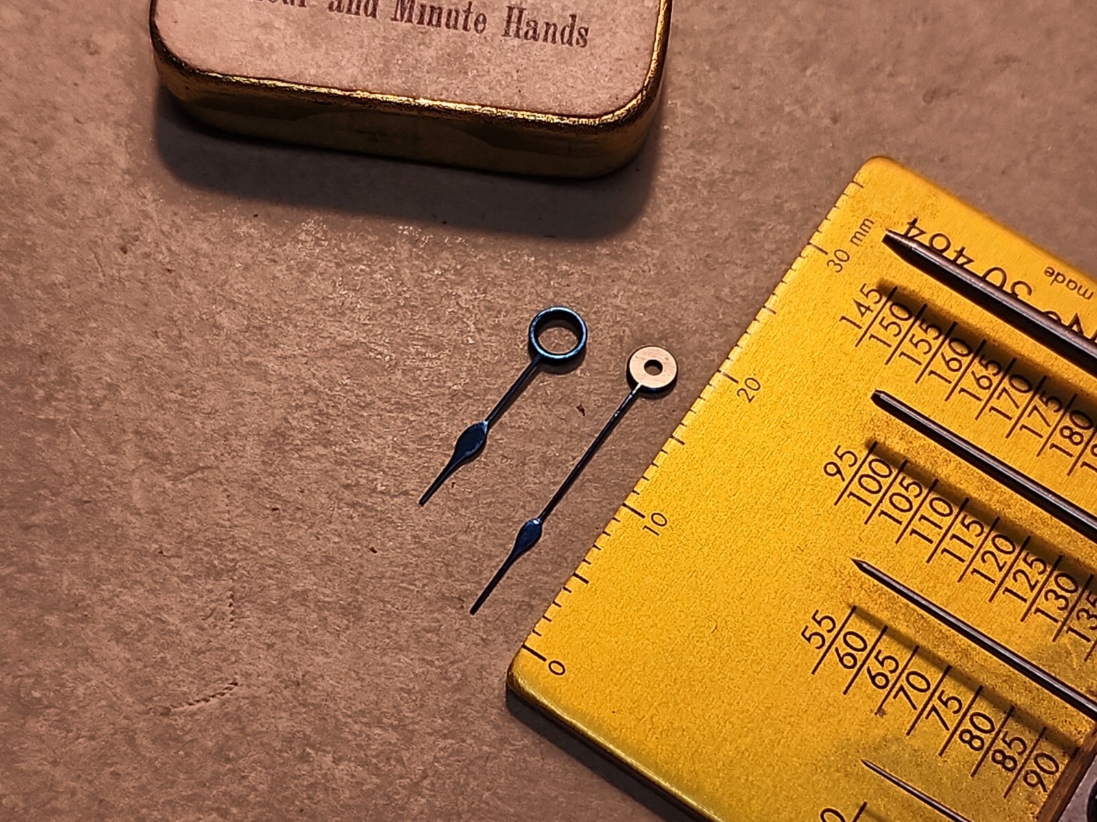 Set Of NOS New Haven Blue Spade Hour/Minute Hands With 250/100 Hole Sizes