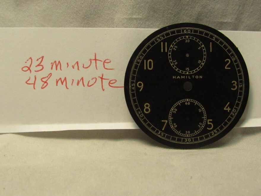 NOS 1942 WWII HAMILTON MODEL 23 NAVIGATIONAL STOPWATCH CHRONOGRAPH DIAL ONLY