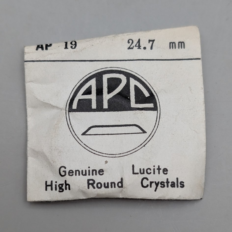 NOS APC 24.7mm High Round Lucite Watch Crystal AP 19 Made Japan