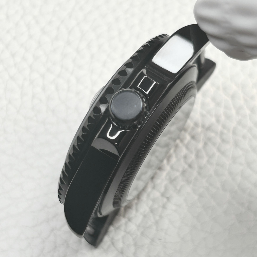 40mm Black PVD 24 Hour Diver Sapphire Glass Watch Case Fit NH35A NH36A Mod 10ATM