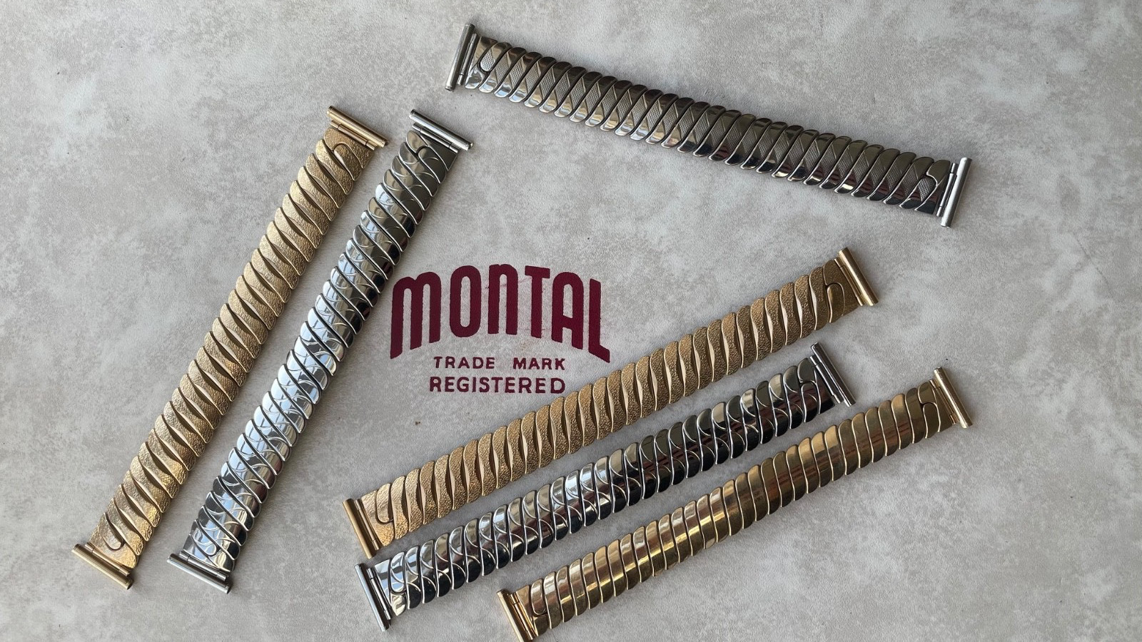 Original Montal made in England steel and gold stretch bracelets 18mm & 20mm