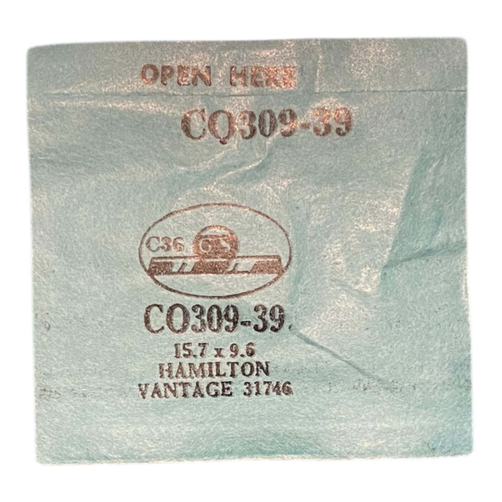 Germanow-Simon Mach (GS) CO309-39 Watch Crystal 15.7×9.6 NOS Part Flexo Hamilton