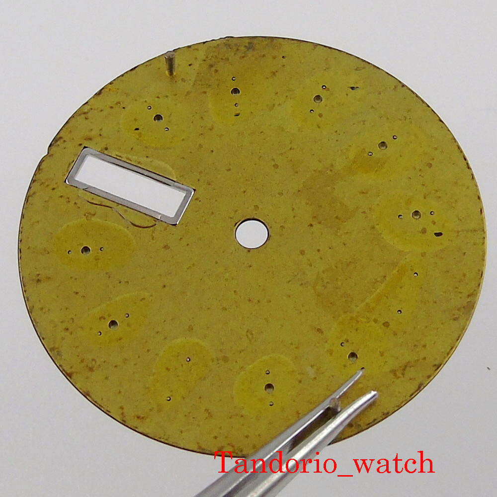 BLIGER 29mm Black Sterile NH36 Luminous Watch Dial Face With Date Week Window