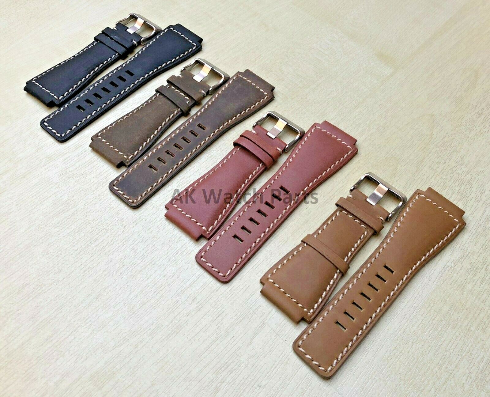 LEATHER Strap Fits BELL & ROSS BR-01 BR-03 spare replacement watch band