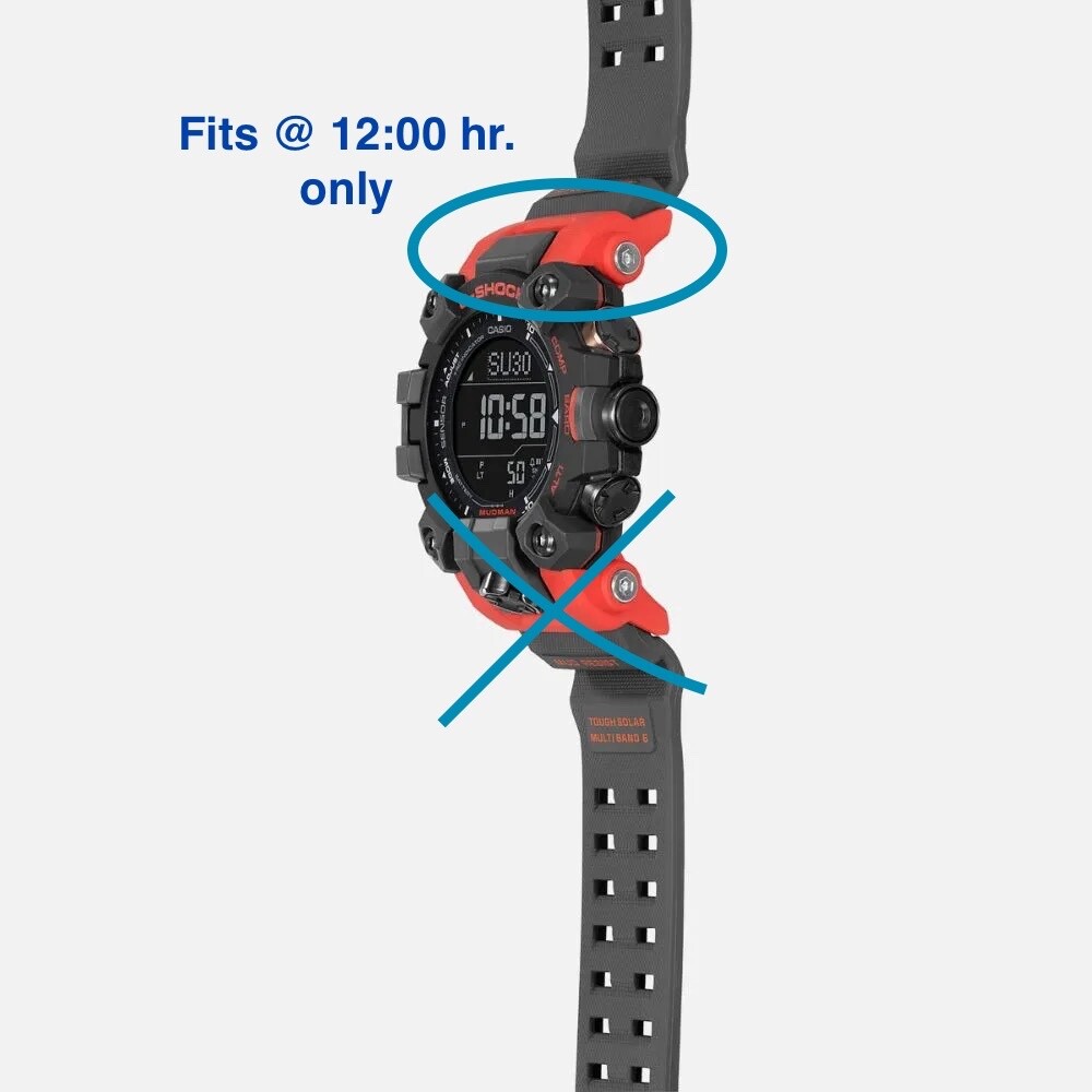 Casio G-Shock Mudman GW-9500 red / orange resin watch band end piece @ 12:00