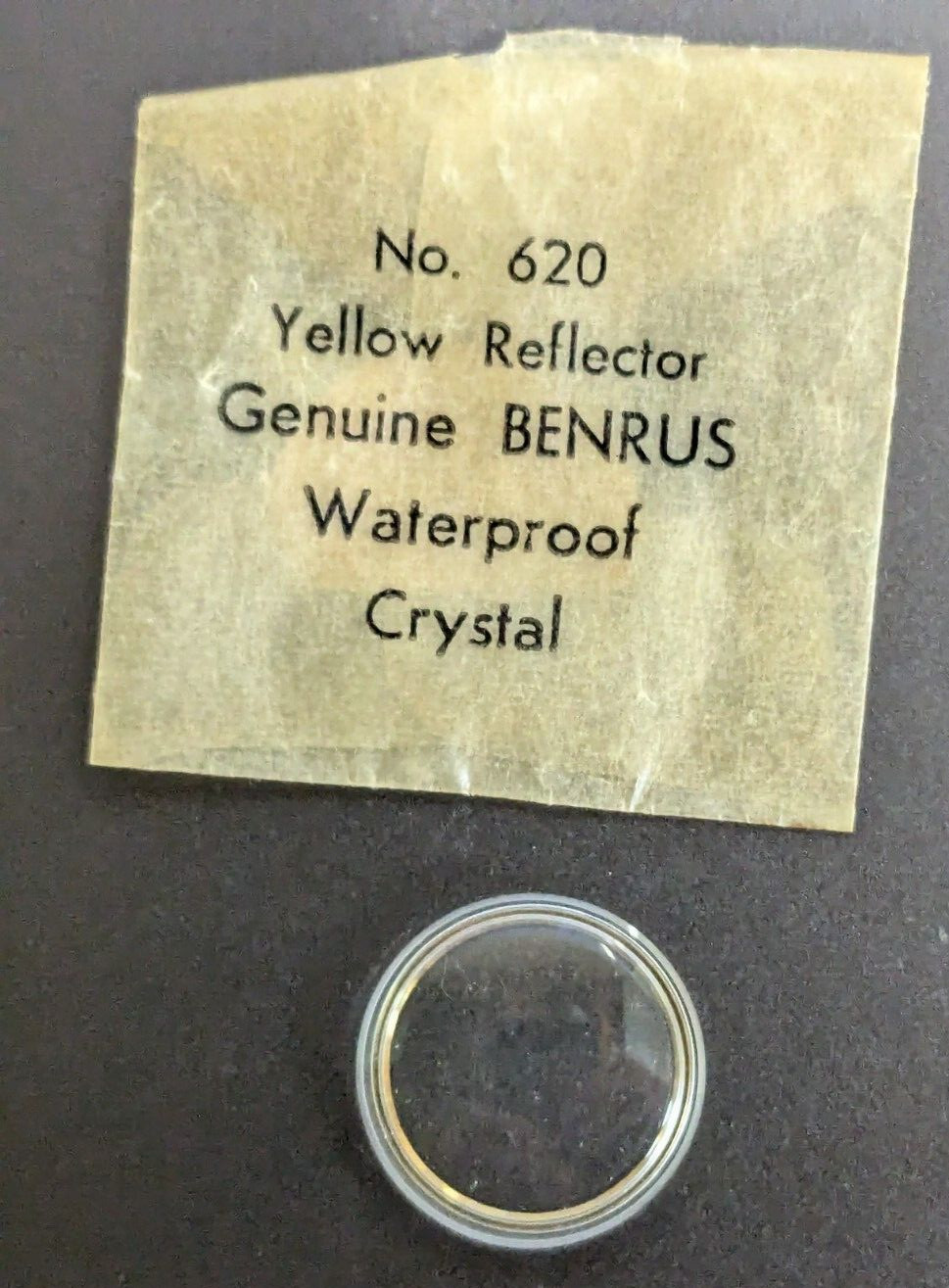 Genuine Benrus 620 Waterproof Acrylic Wrist Watch Crystal w/ Yellow Reflector