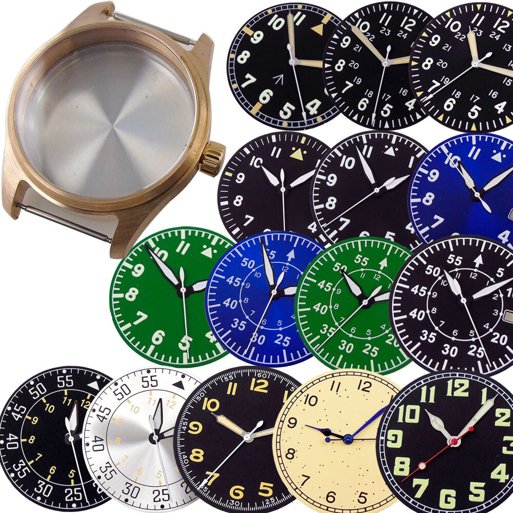 CUSN8 Solid Bronze Polit Watch Case Dial Hands Set Fit NH35A NH36A NH34A SKX SRP