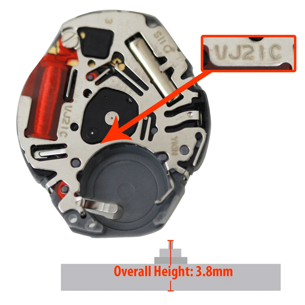 Original Hattori/Seiko VJ21 VJ21C, 3 Hands, Japan Quartz Movement, HT: 3.80mm