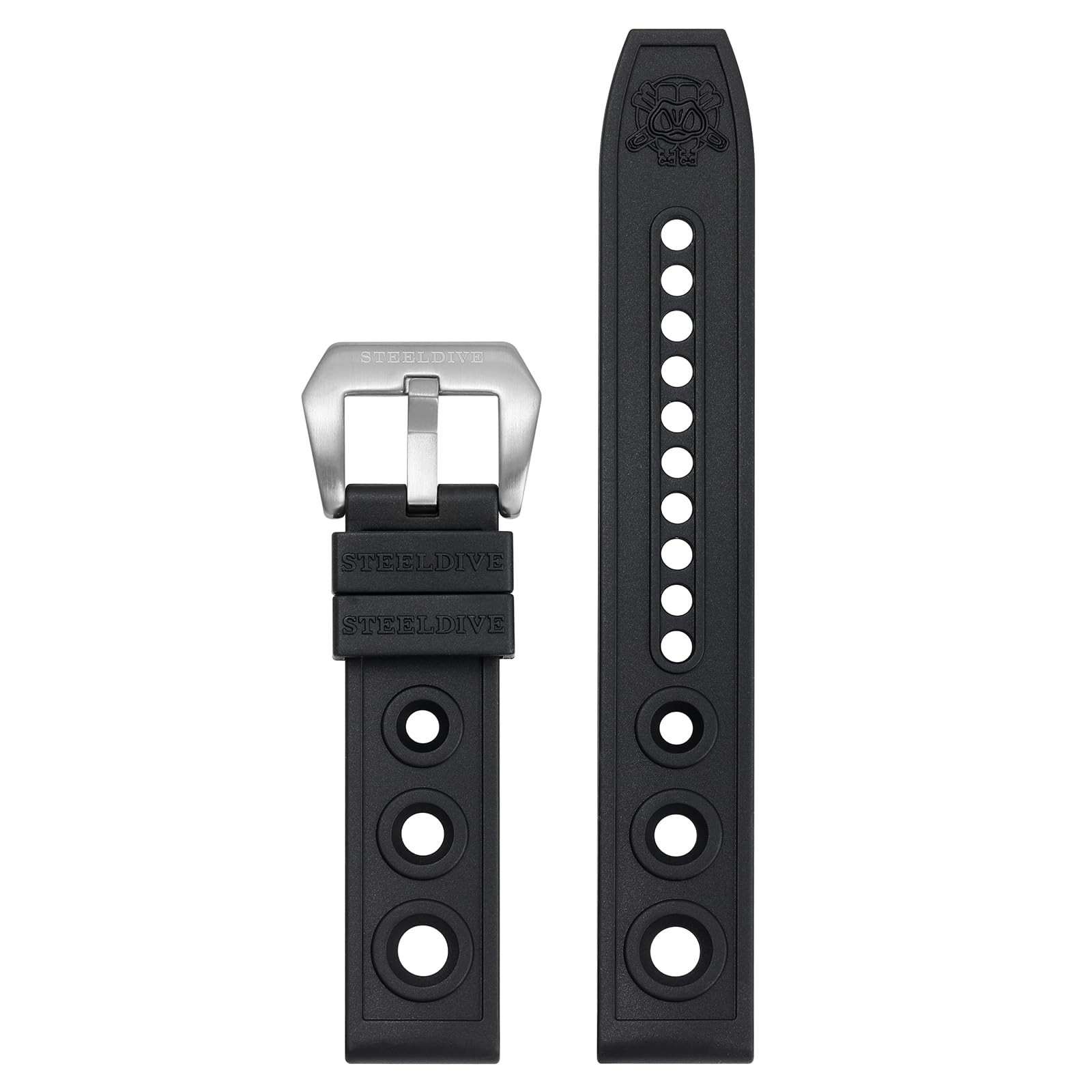 Steeldive Rubber Dive Watch Strap, 20mm Soft Replacement Watch Bands Black Wa…