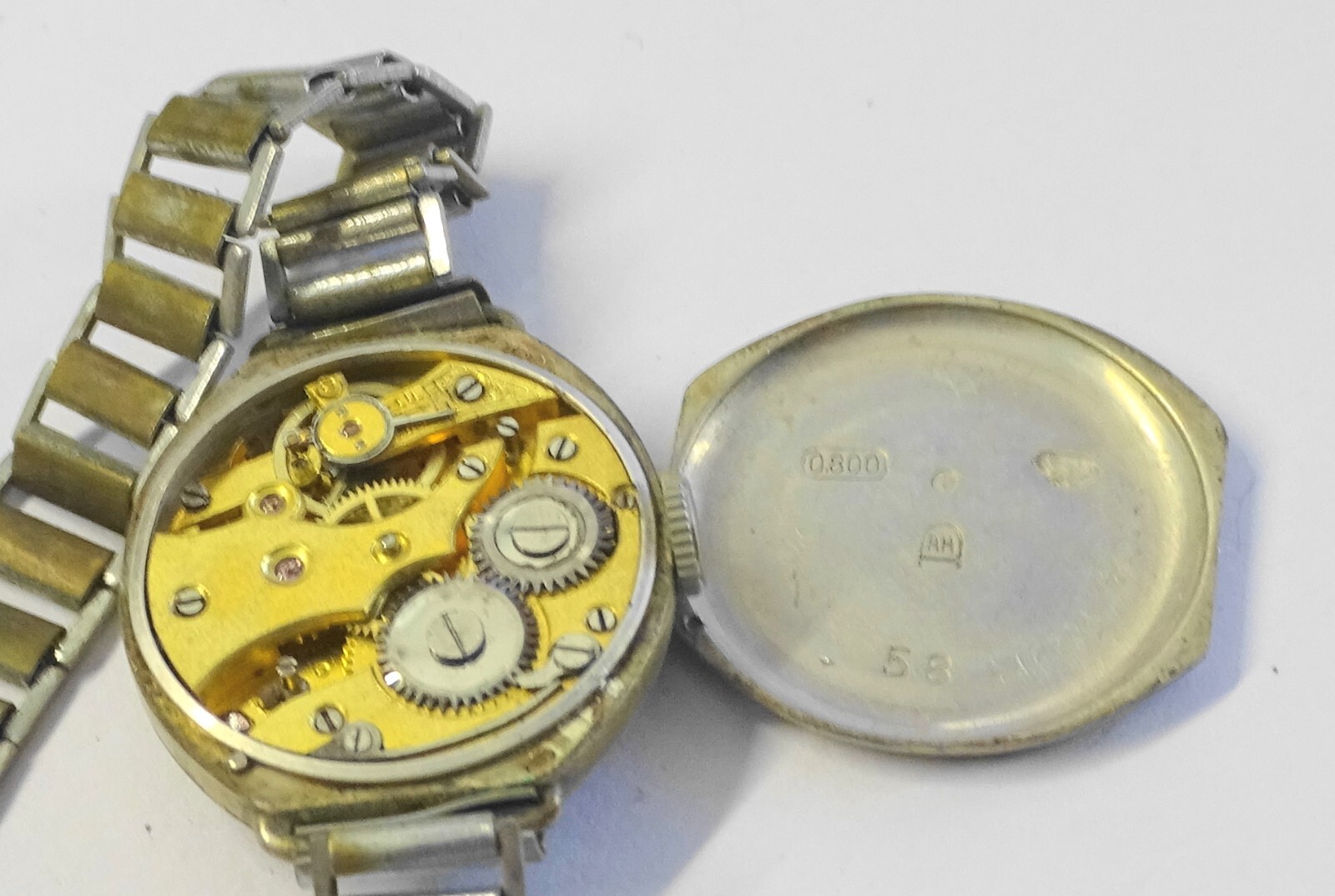 Vintage A Mechanical Watch Movement Silver Case 800