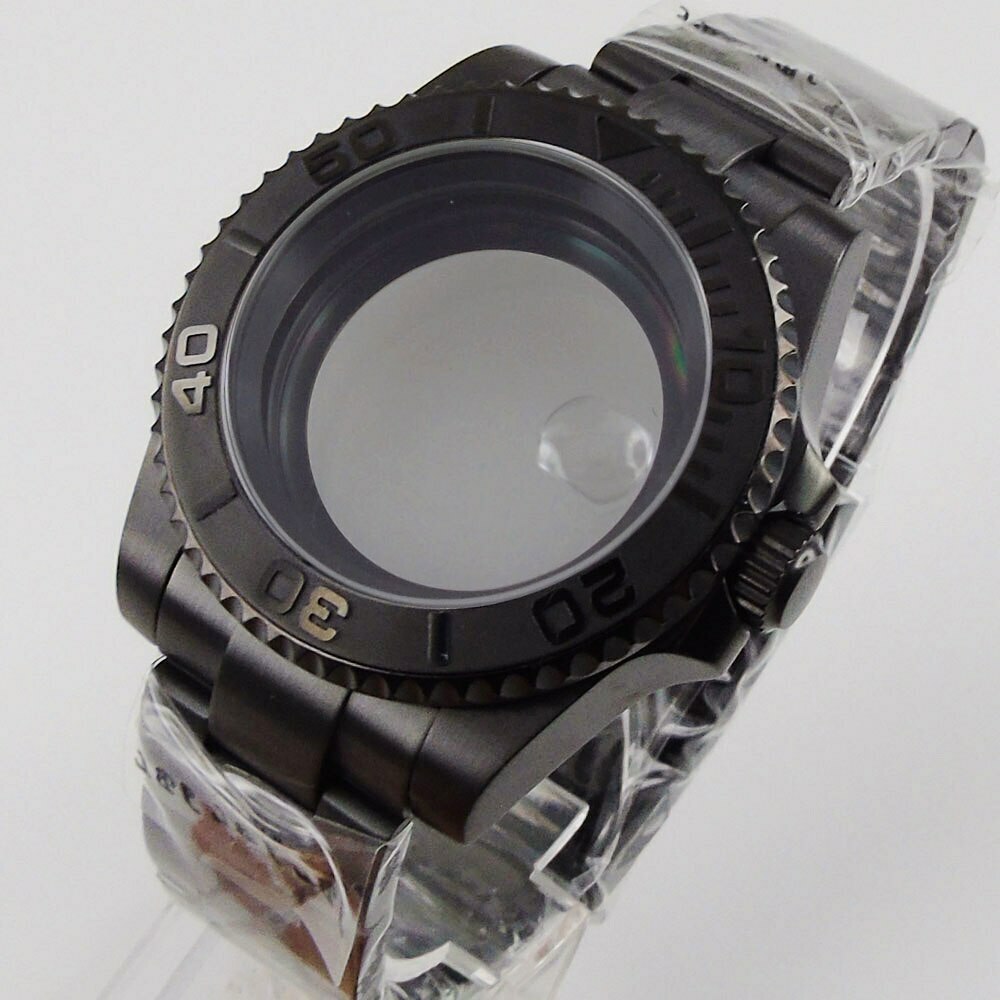 40mm Fit NH34 NH36A NH35A ETA2824 MIYOTA PT5000 Black Steel PVD Watch Case Part