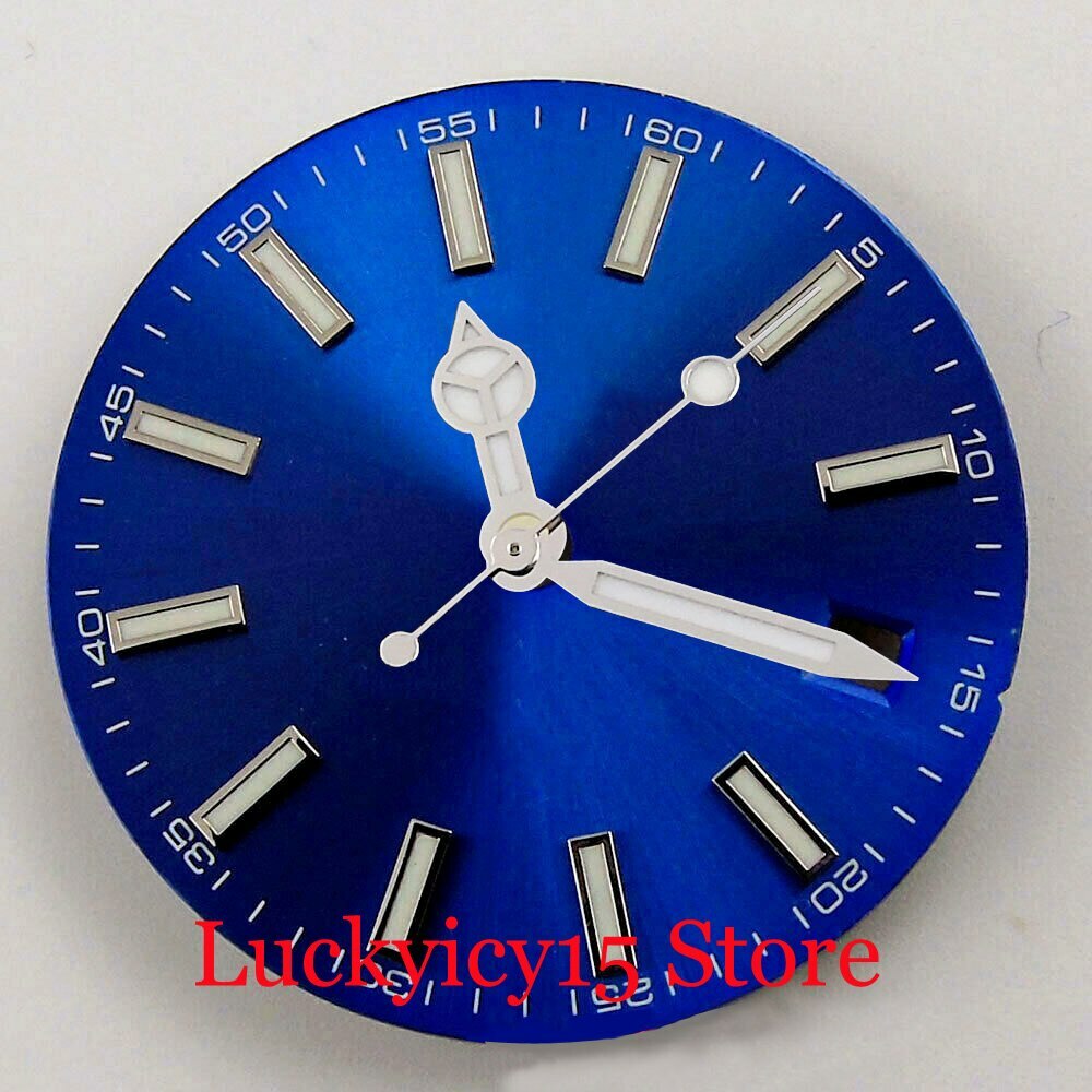 29MM Blue Silver Dial Fit NH35 NH36 MIYOTA8215 ETA2824 2836 Automatic Movement
