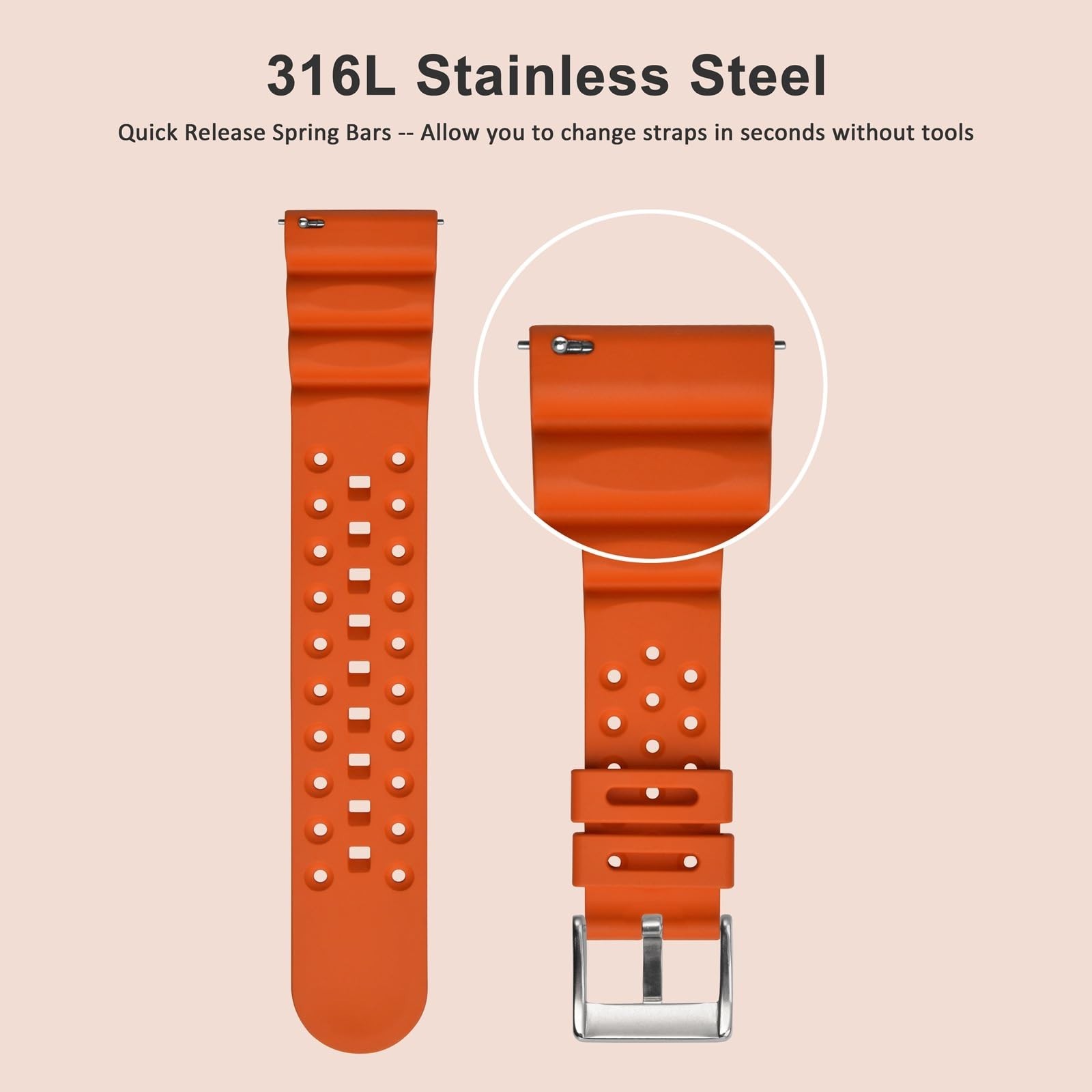 WOCCI 18mm Quick Release Spring Bars, Pins for 18mm Watch Band