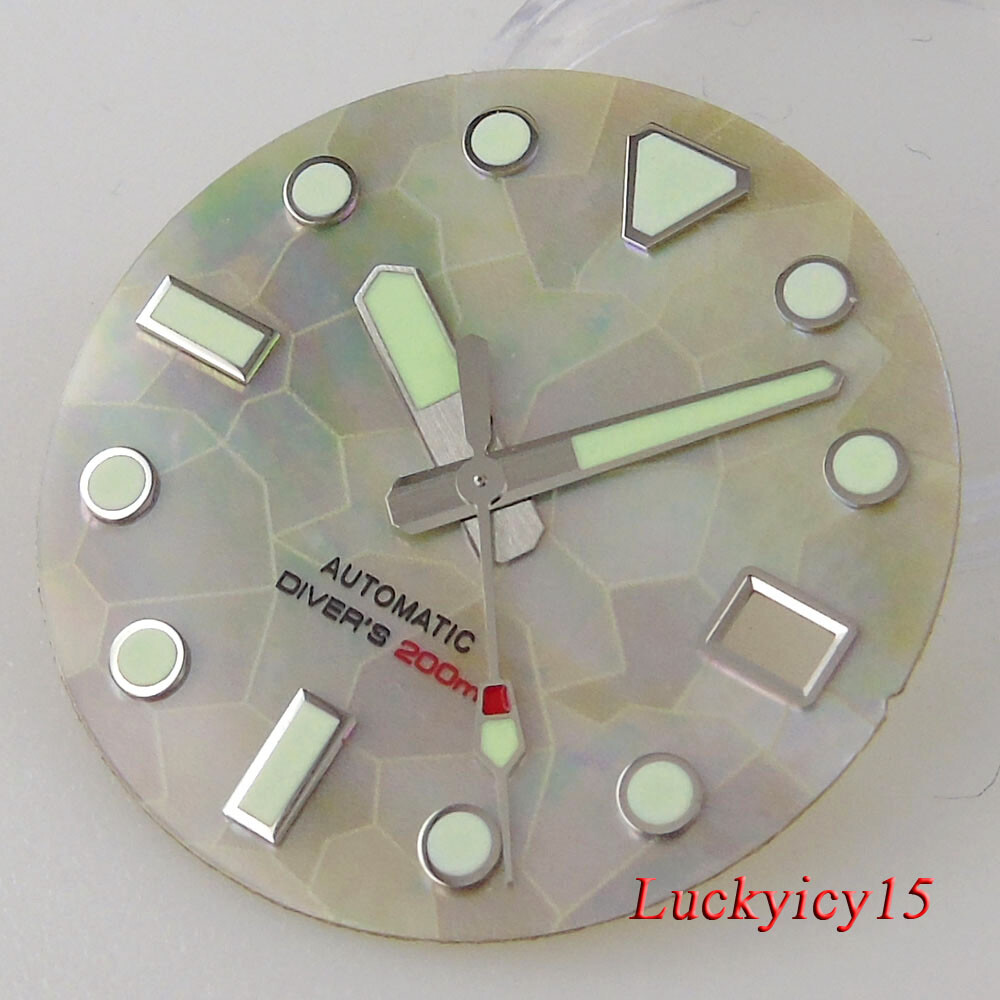 29mm Watch Parts White Blue Watch Dial MOP Fit NH35 NH36 Automatic Mens Watch