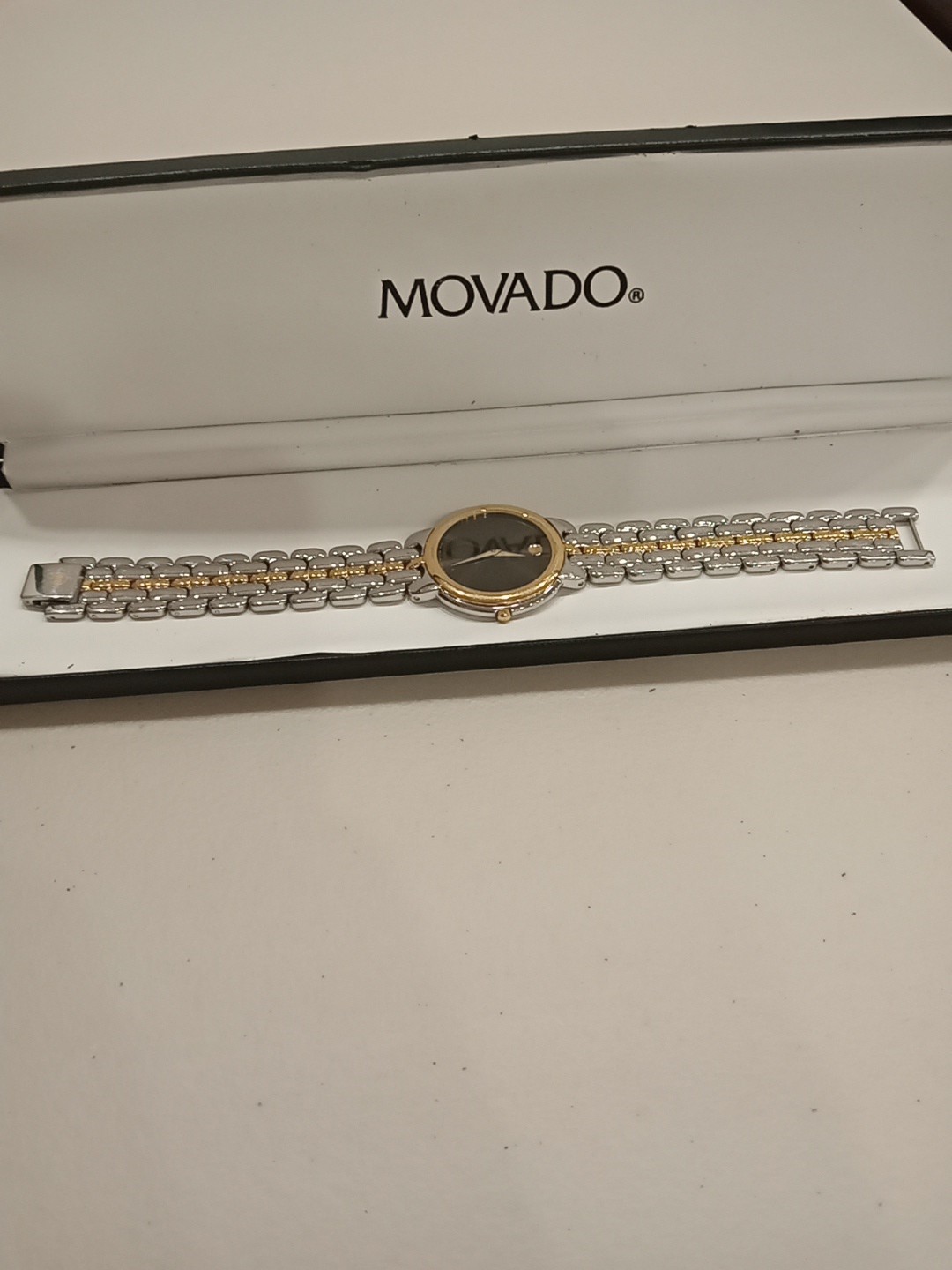 Swiss [N. MINT] Movado Men’s Two Tone Watch New Battery 81.A2.873.1