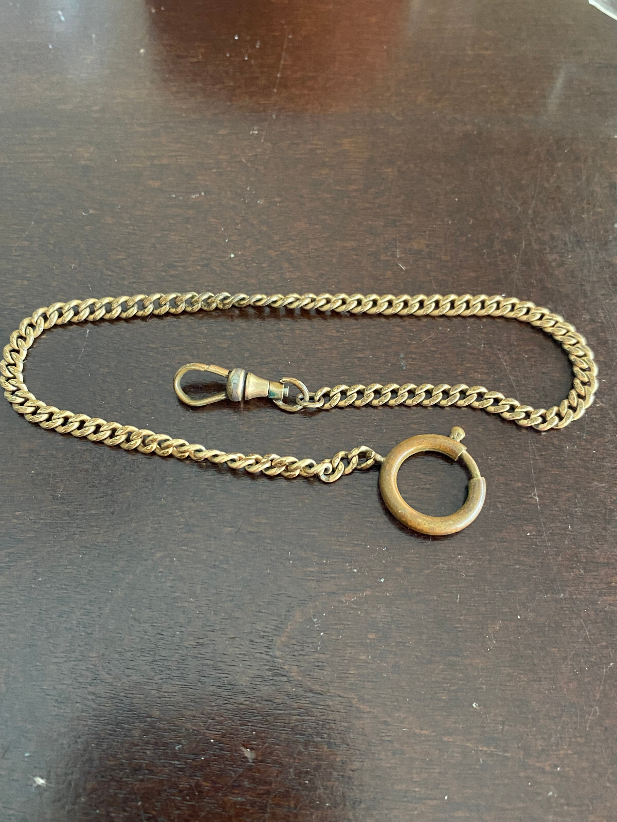 VINTAGE 11 INCH 1/20TH 12K YELLOW GOLD FILLED POCKET WATCH CHAIN, WORN