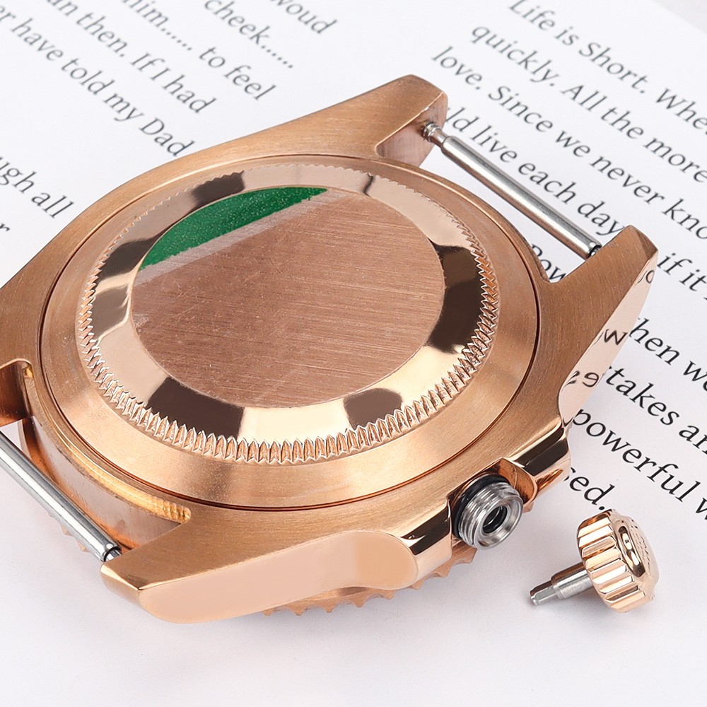 Sapphire 40mm Watch Case Rose Gold Yacht Bezel For Seiko NH35 ETA 2824 Movement