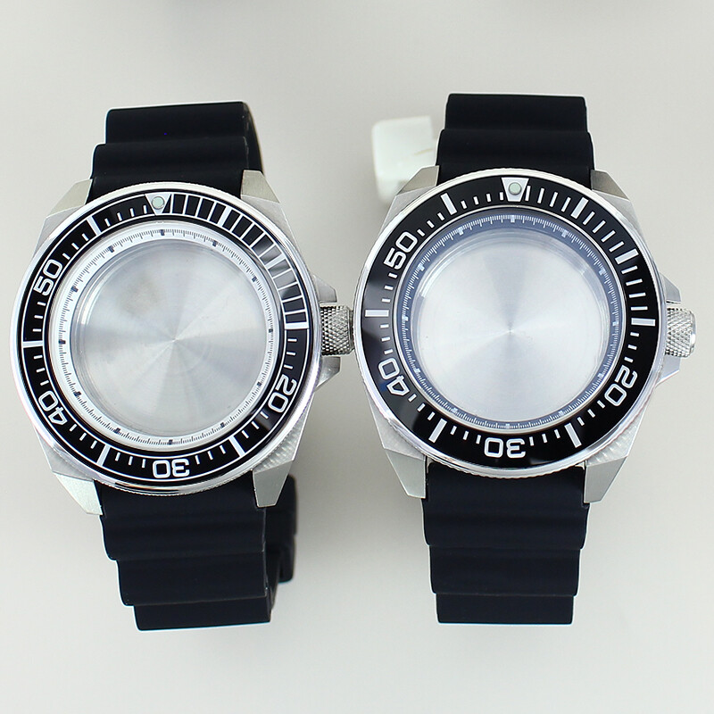 43.8mmSeiko Samurai Watch case rubber strap Ceramic Ring AR layer sapphire glass