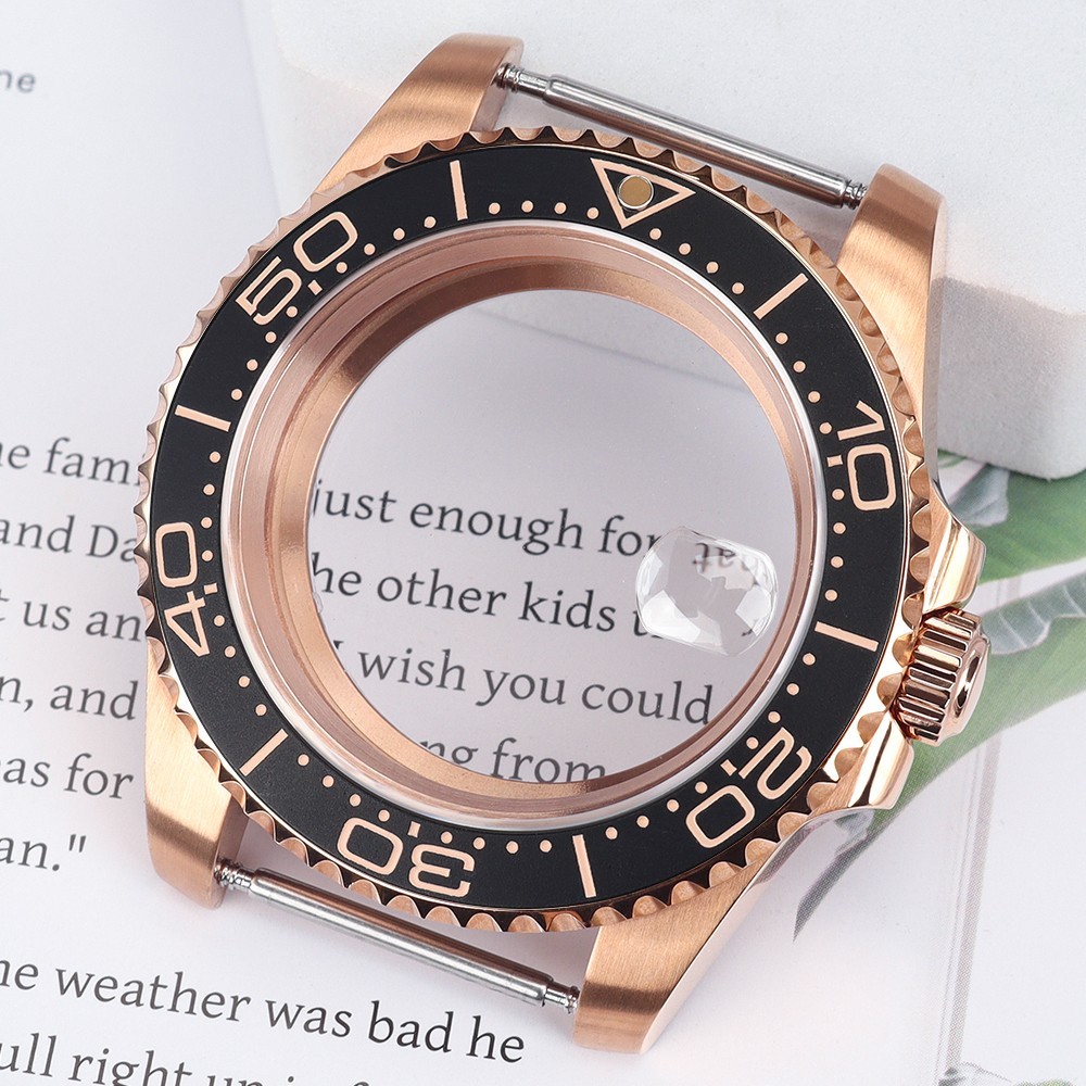 Sapphire 40mm Watch Case Rose Gold Yacht Bezel For Seiko NH35 ETA 2824 Movement