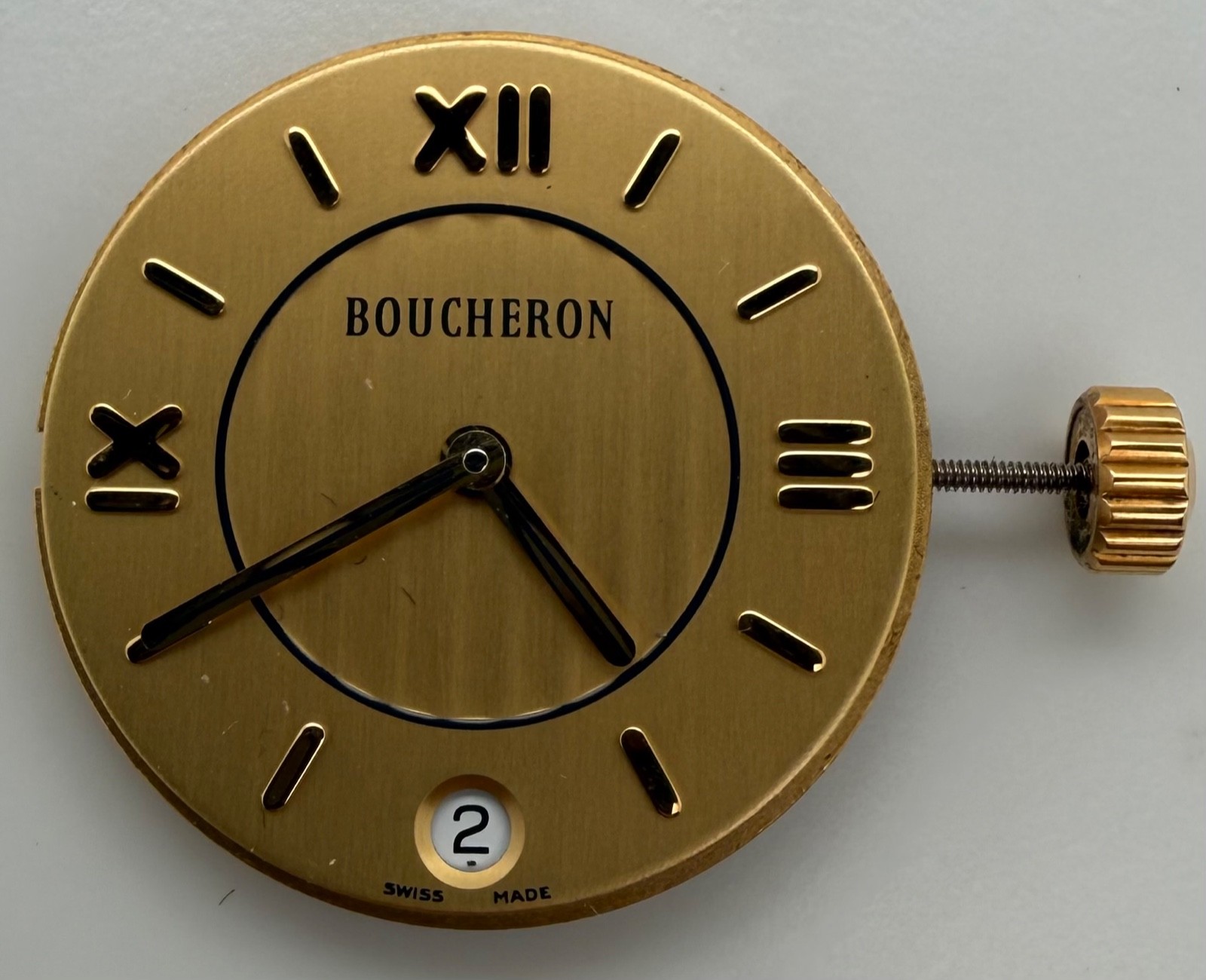 Genuine Boucheron ETA 976.001 Swiss Quartz Movement Working Dial Crown Stem