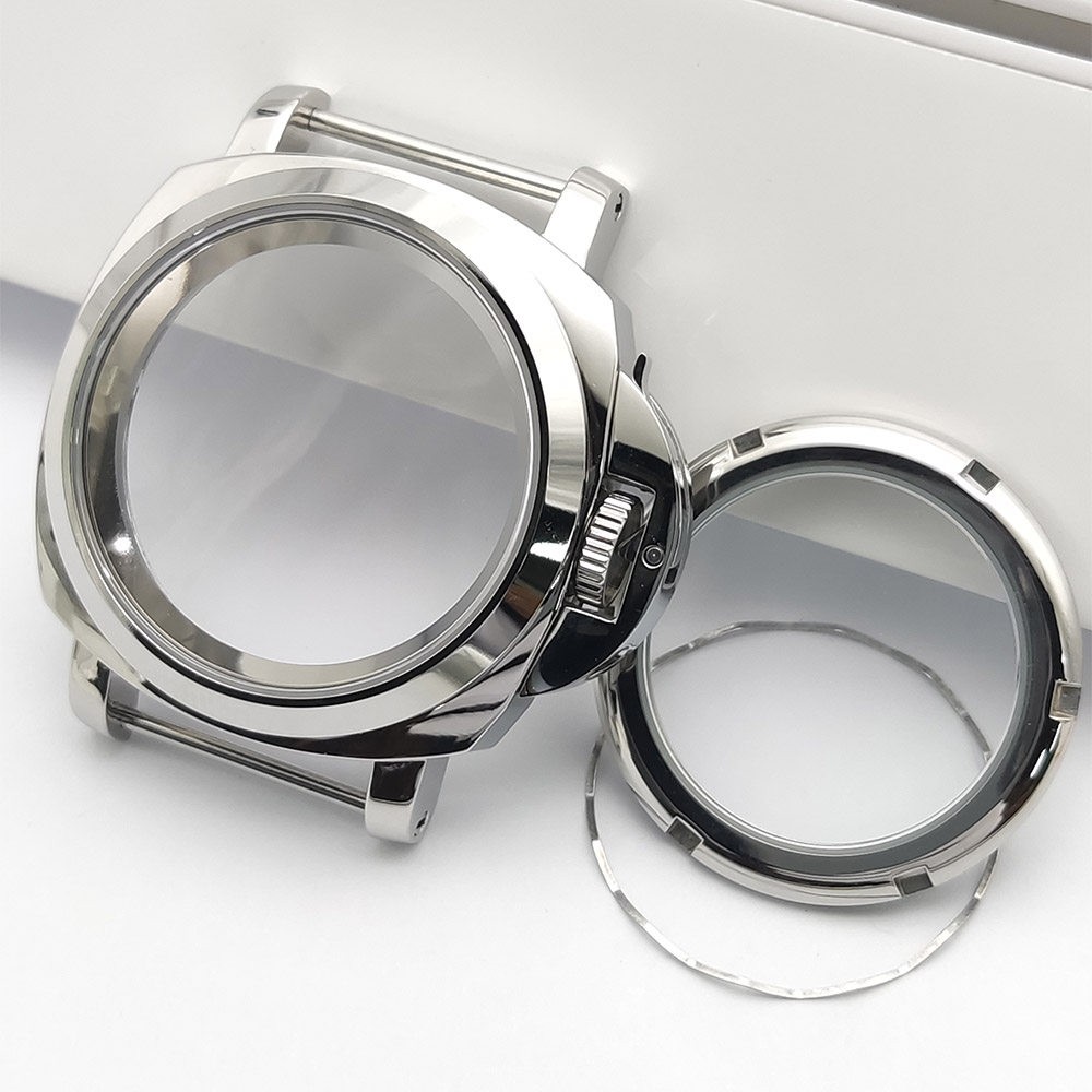 40mm Polished Silver Stainless Steel Watch Case Fits NH35 NH36 4R36 Movement DIY