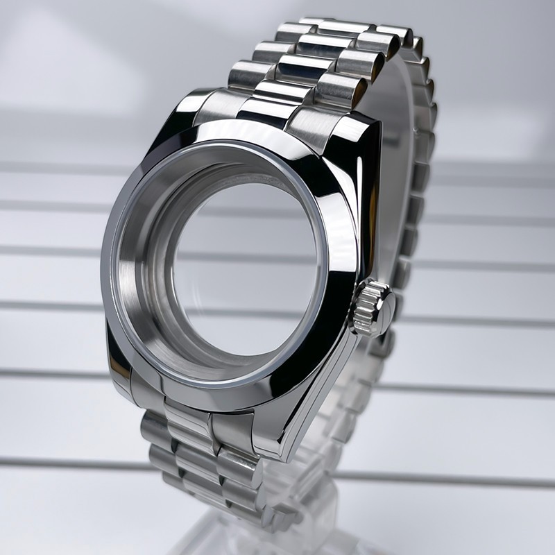 39mm NH35 Case DJ Bezel President Bracelet Sapphire Glass For NH35 NH36 Movement
