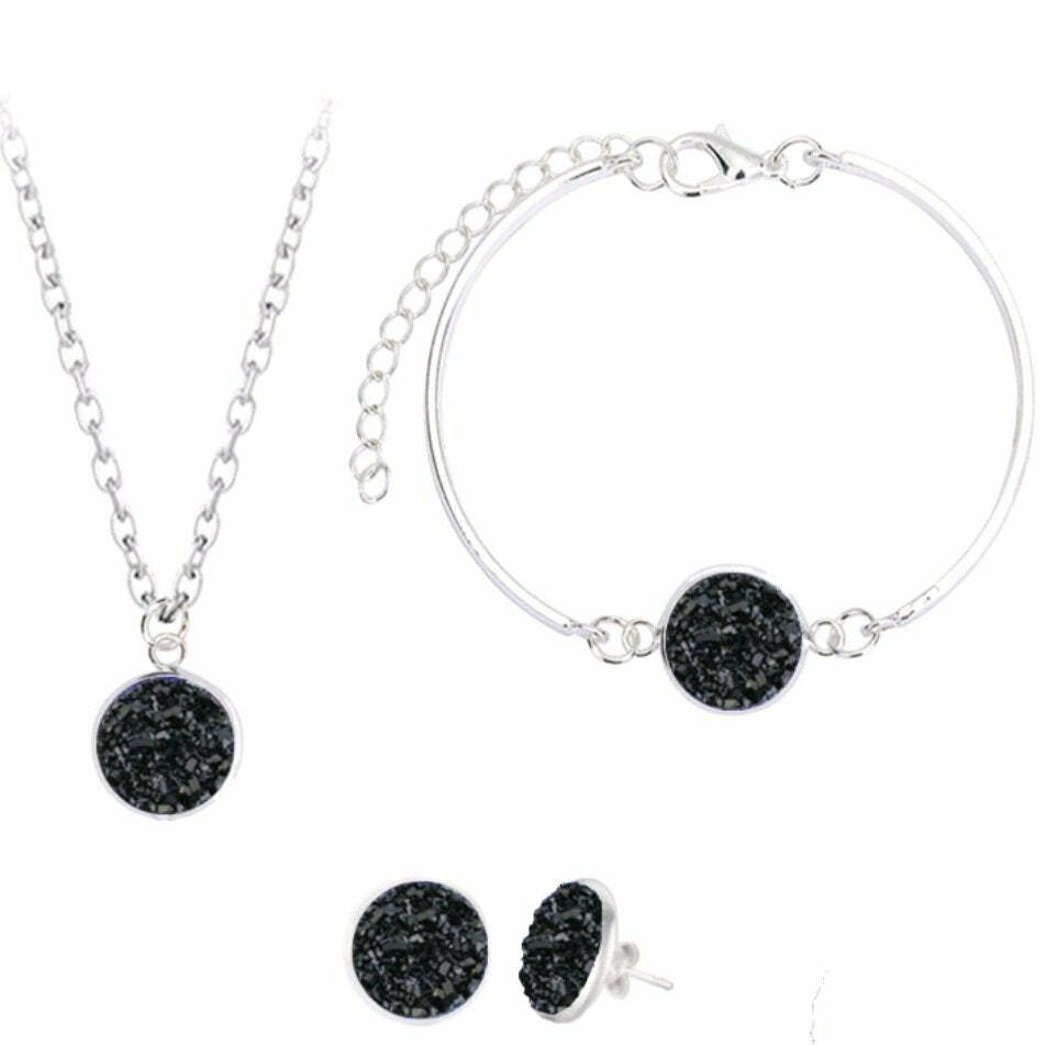*Your Choice of 9 Colors!* Druzy 3-Piece Jewelry Set