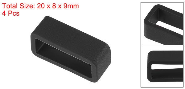 Watch Band Strap Loops Silicone for 16mm Width Watch Band, Black 4 Pcs