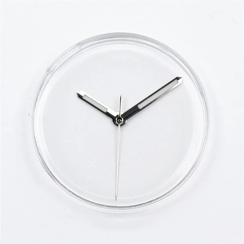 Polished Silver Watch Hands Green Blue Lume Fit for NH34 NH35 NH36 Mod