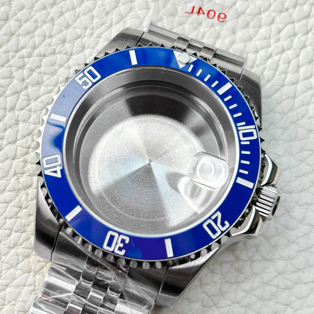 40mm Blue Smurf Sub Ceramic Bezel GMT Sapphire Glass Watch Case fit NH35 NH36 US
