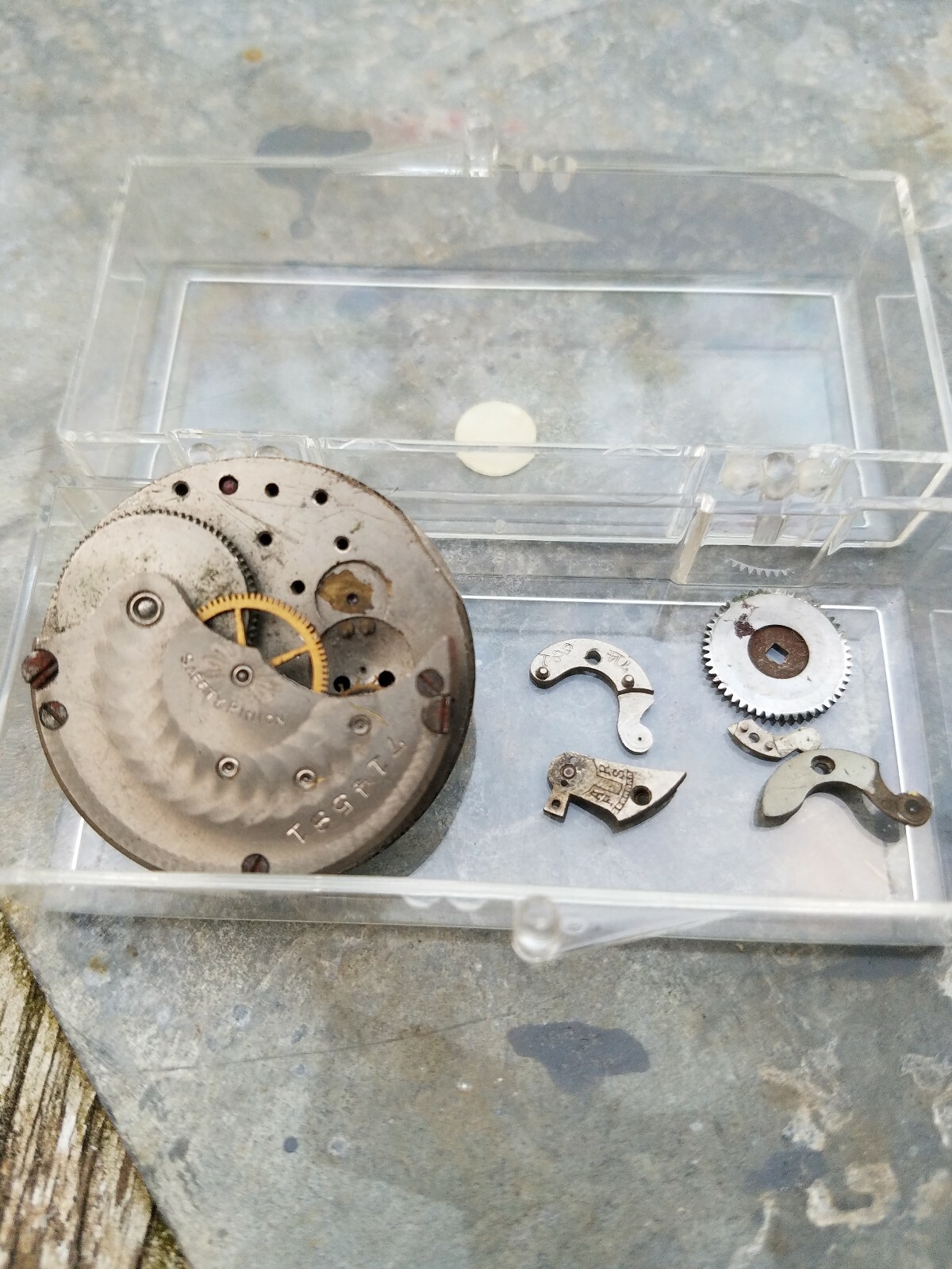 Antique Trenton Watch Co Hunting Case Pocket Watch Movement Parts 34.6mm