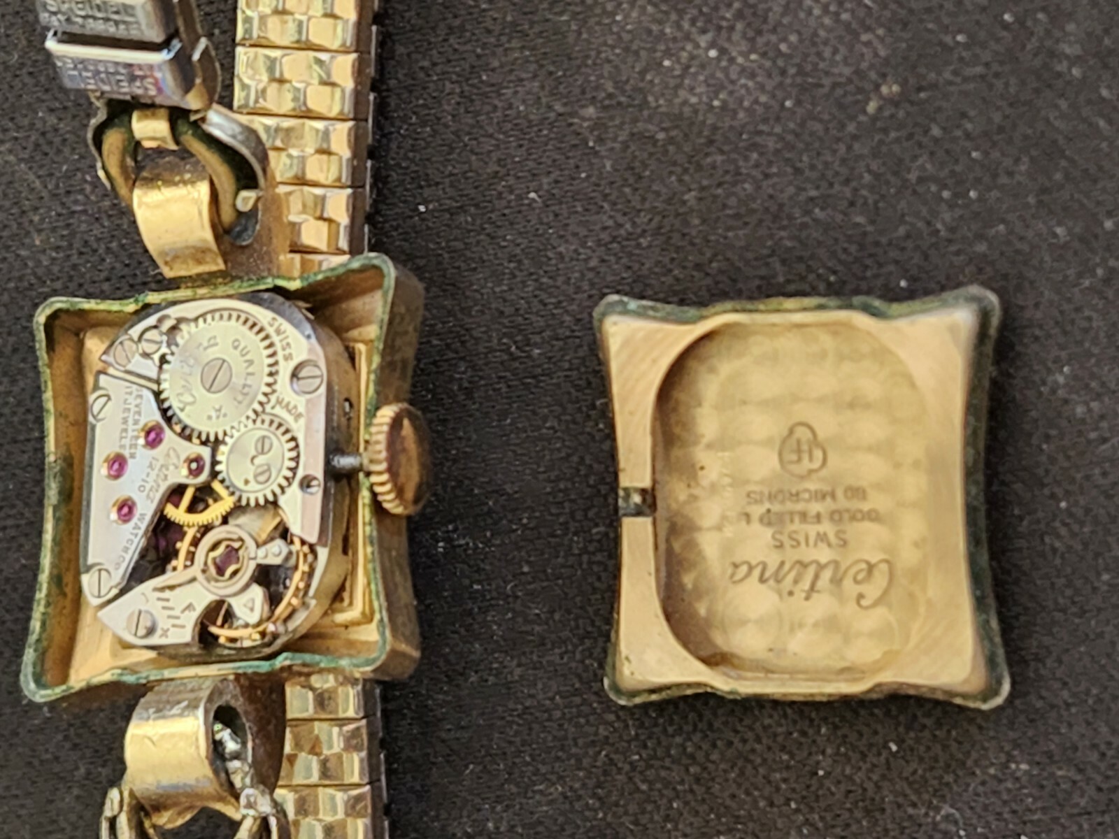 CERTINA 12-10 Swiss wrist watch 17 Jewels Speidel Band Rare Vintage Not Working