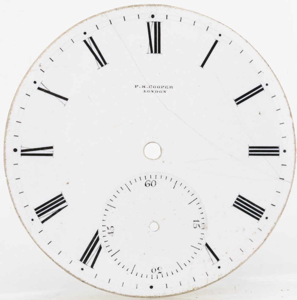 F.H. COOPER LONDON PORCELAIN POCKET WATCH DIAL 45.18mm (M1)