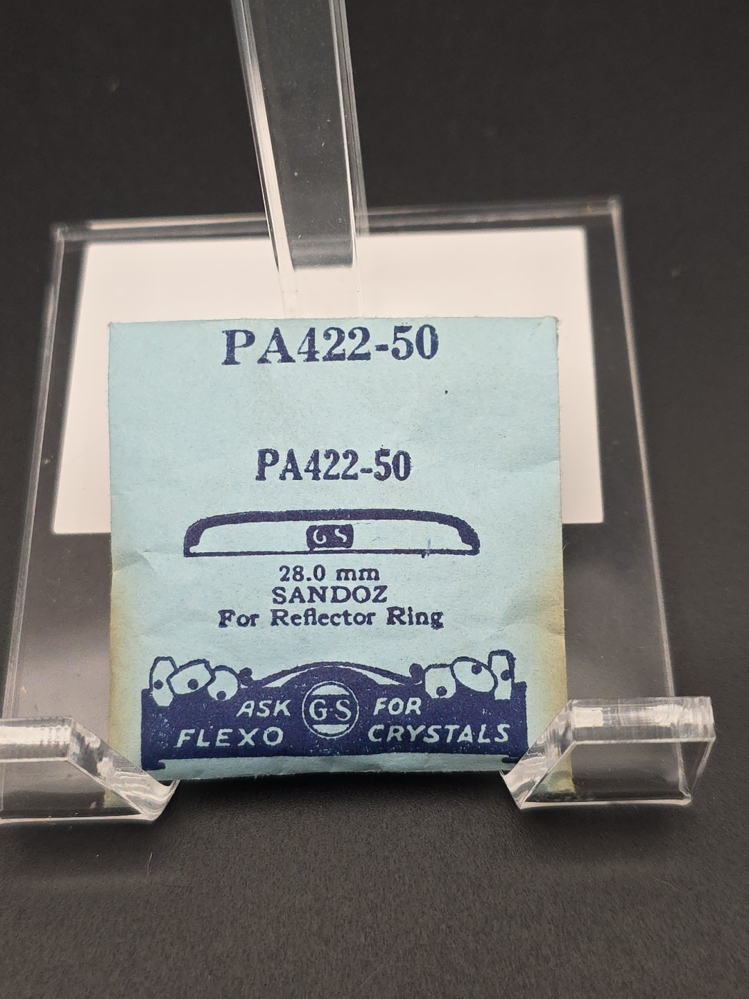 G-S Watch Crystal PA422-50 28.0mm Sandoz For Reflector Ring