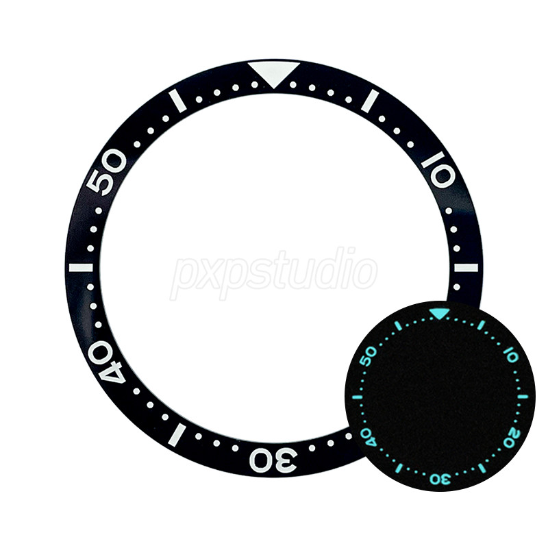 Flat 38mm BGW9 Lume C3 Ceramic Bezel Insert SKX007 Mod Top Quality [Black Blue]