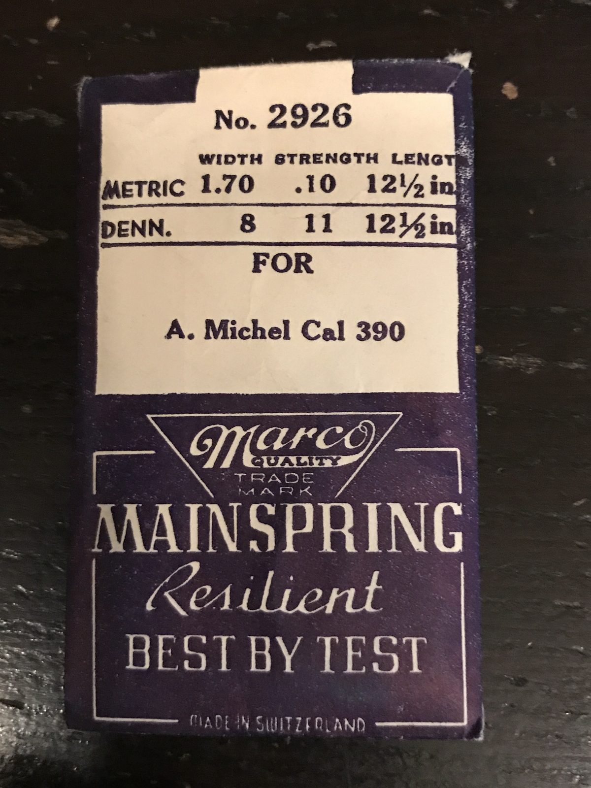 Marco Mainspring #2926 for A. Michel caliber 390 thru 395 – Steel