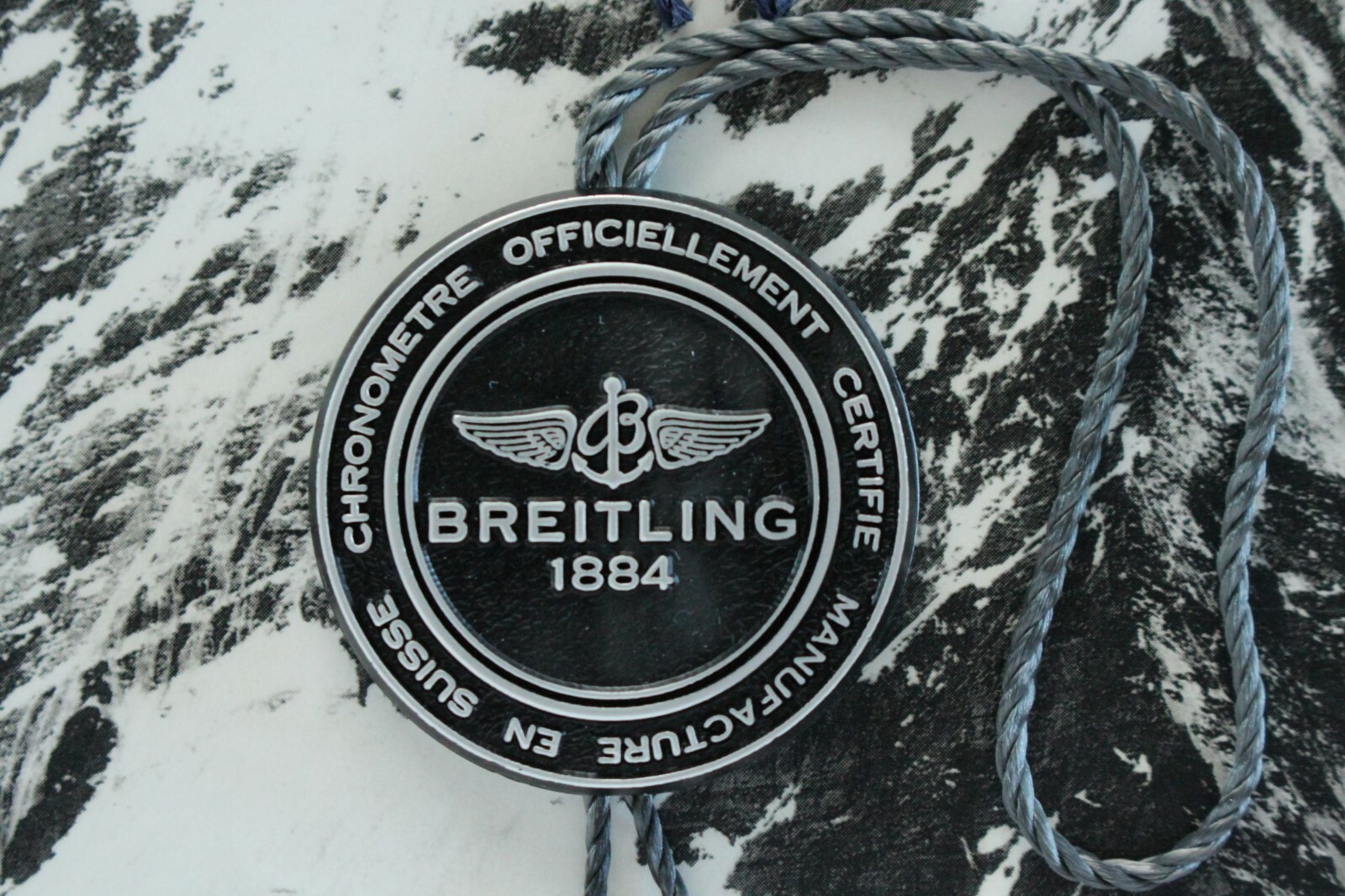 BREITLING FACTORY JEWELER’S BLACK PLASTIC WATCH HANG / SWING TAG THREE PIECE LOT