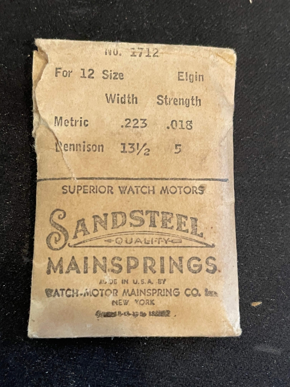 Sandsteel Mainspring for Elgin 12s No. 1712 – Steel