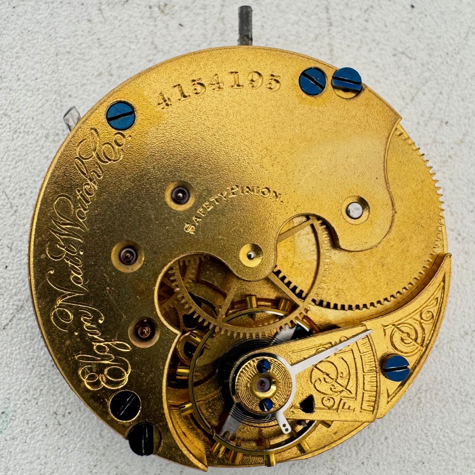 Antique 6s 1891 Elgin Roman Single Sunk 11J Hunter Pocket Watch Movement 94 Gilt