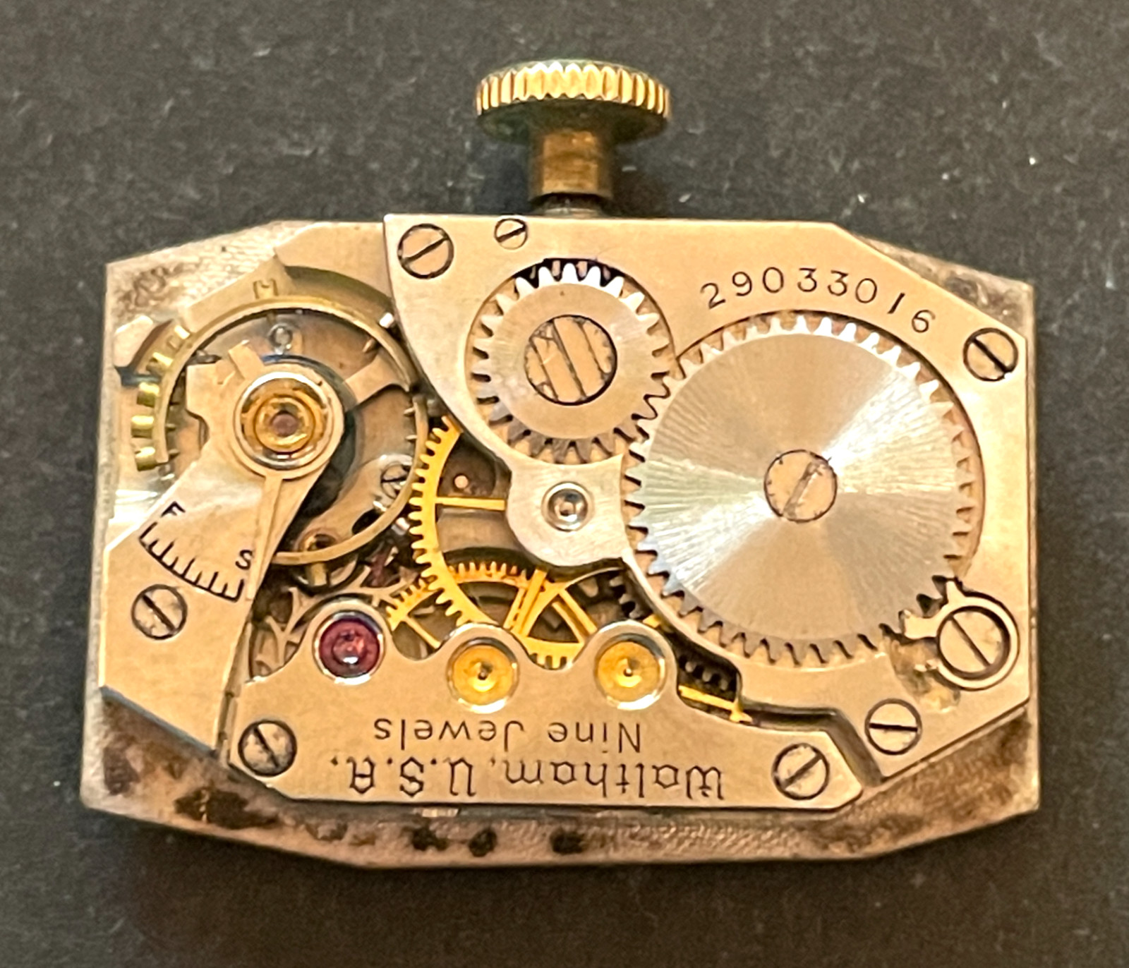Antique 1936 Waltham Cal L-7.25 729 Watch Movement Parts/Repair Hands 9j USA