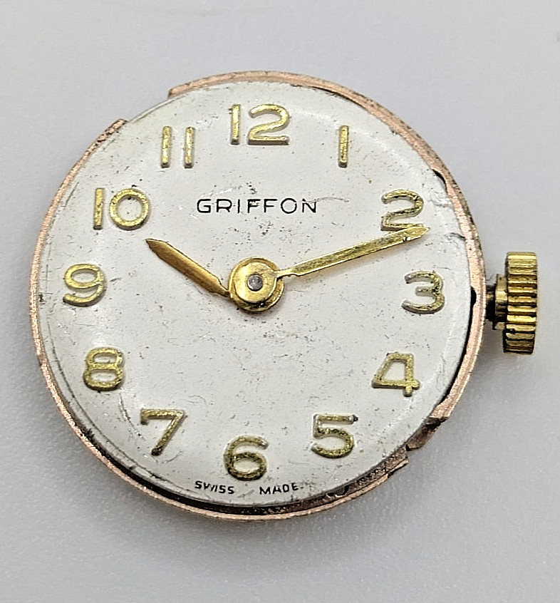 FHF 351 Griffon Manual Wind Watch Movement Swiss Made 17 Jewels Untested 19.5mm
