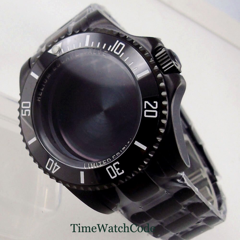 43mm PVD Black Watch Case Fit NH34 NH35 NH36 ETA2824 PT5000 Miyota8215 DG2813