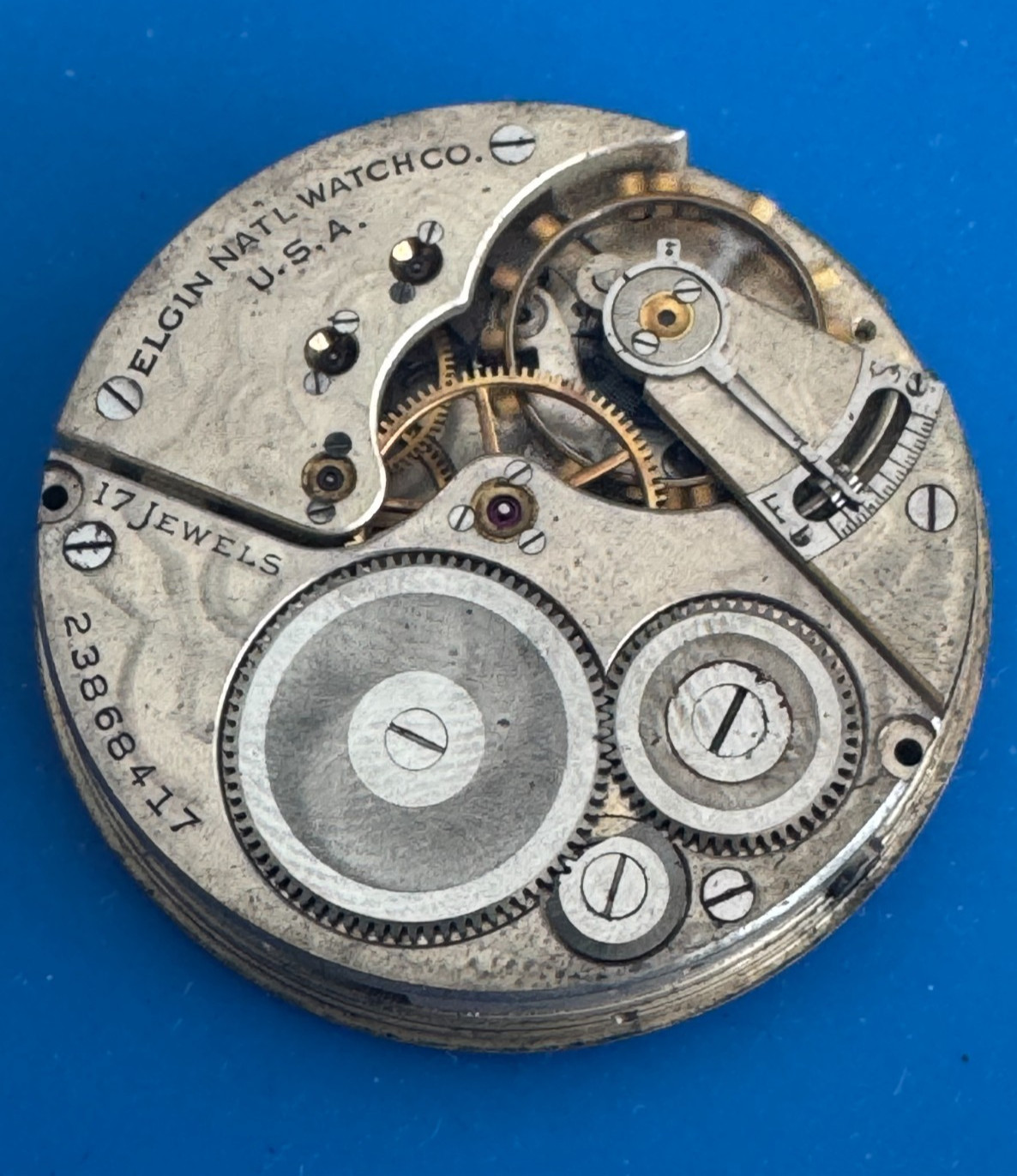 VINTAGE 16 SIZE ELGIN GR. 387 POCKET WATCH MOVEMENT GOOD BALANCE NOT RUNNING