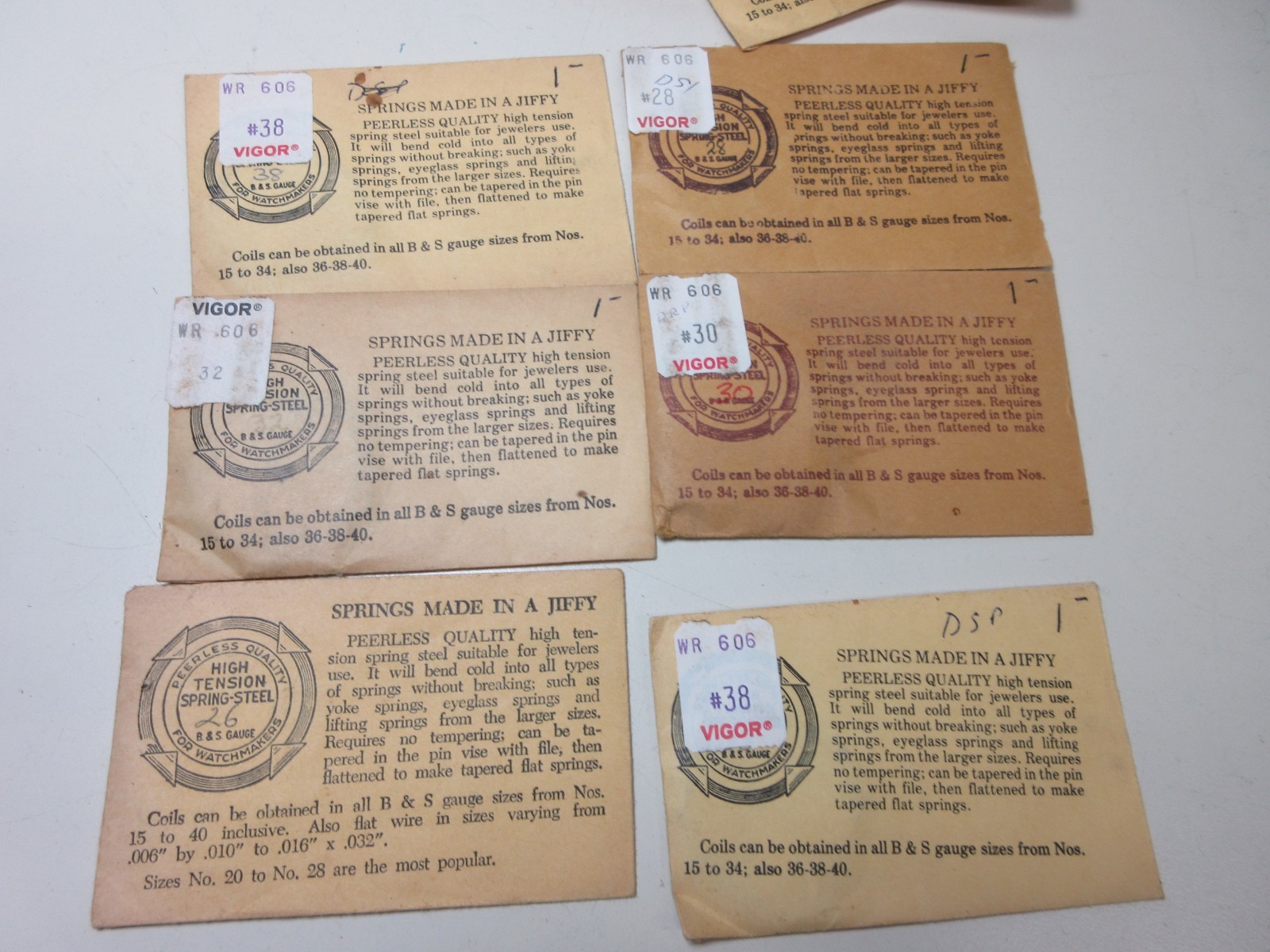 PEERLESS LOT HIGH TENSION SPRINGS WATCHMAKER JEWELER #27
