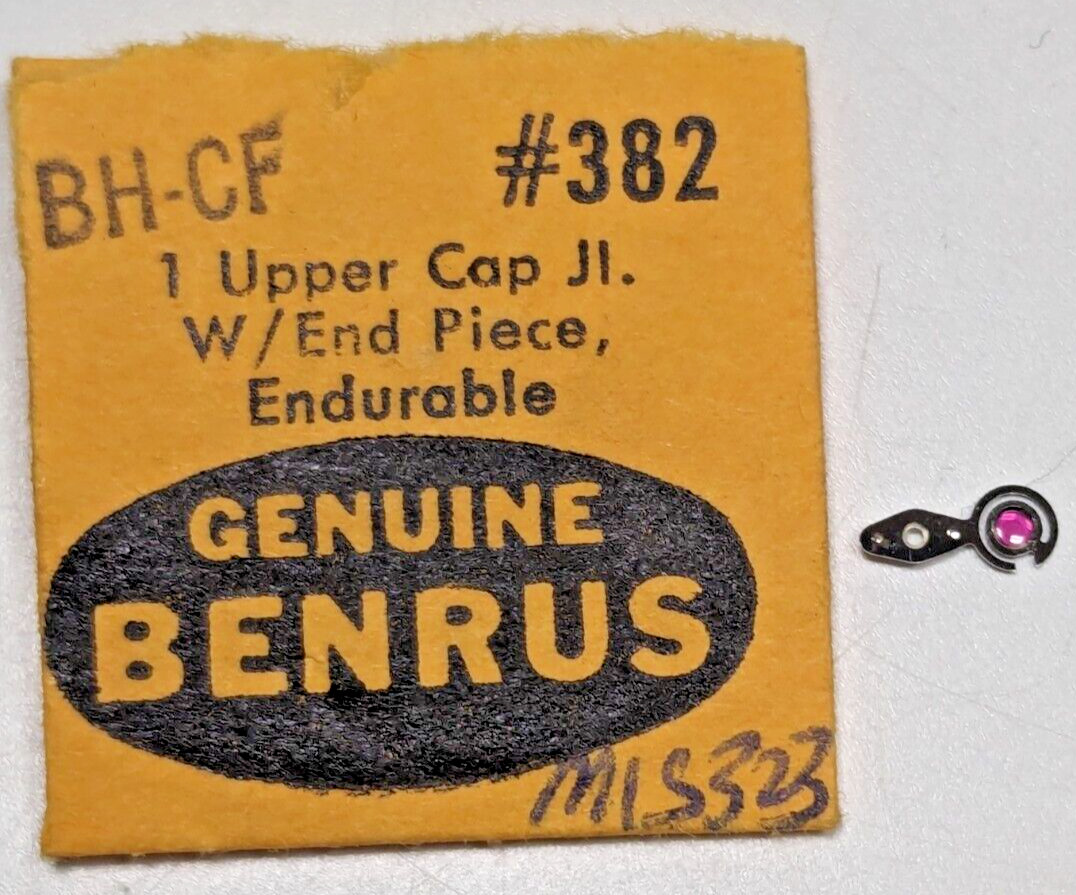 NOS NEW Genuine Benrus Watch Cal BH-CF – Upper Cap Jewel w/ End Plate Part# 382
