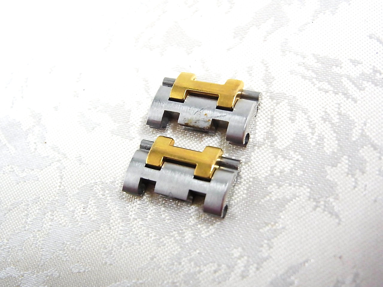 HERMES Sellier SE3.420 Genuine 14mm Link Watch Band Bracelet 2 pcs Set (b