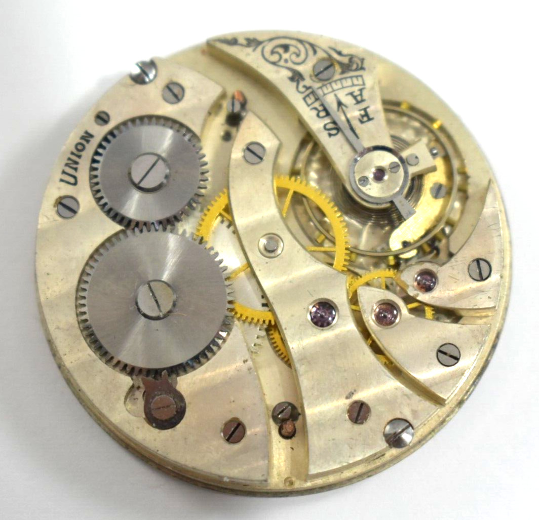 Vintage Union Ancre 42.20mm Open Face Pocket Watch Movement lot.rj